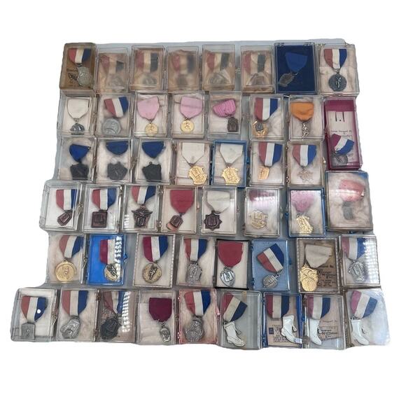 VINTAGE 48 pc LOT 1960s Majorette Baton Twirling Medals Ribbon Awards Collection - Picture 1 of 16